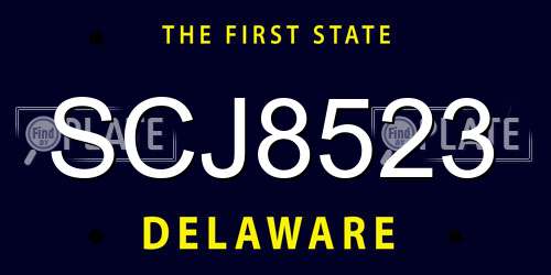 SCJ8523 Delaware License Plate