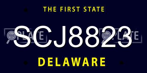 SCJ8823 Delaware License Plate