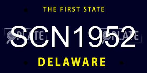 SCN1952 Delaware License Plate
