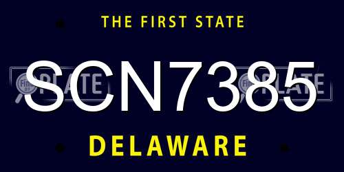 SCN7385 Delaware License Plate