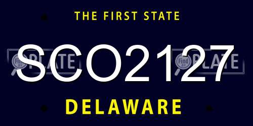 SCO2127 Delaware License Plate