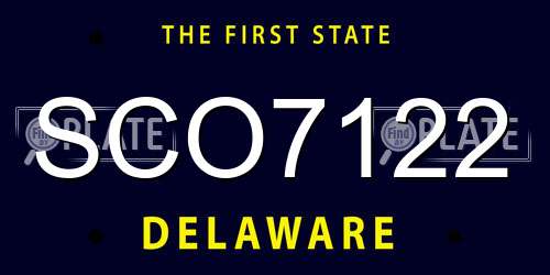 SCO7122 Delaware License Plate
