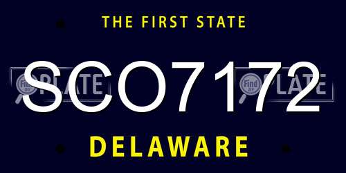 SCO7172 Delaware License Plate