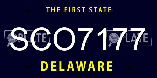 SCO7177 Delaware License Plate