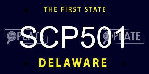 SCP501 Delaware License Plate