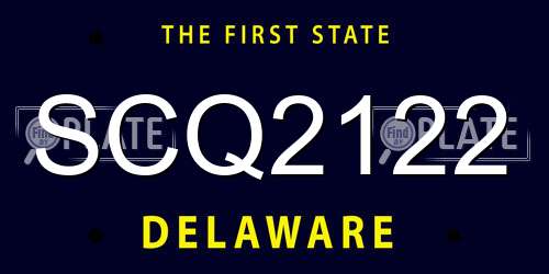 SCQ2122 Delaware License Plate