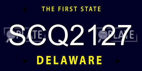 SCQ2127 Delaware License Plate