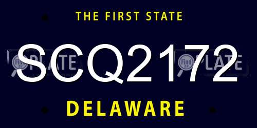 SCQ2172 Delaware License Plate