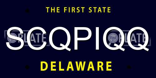 SCQPIQQ Delaware License Plate