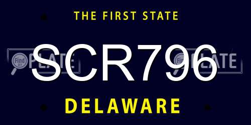 SCR796 Delaware License Plate