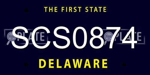 SCS0874 Delaware License Plate
