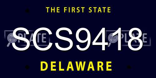 SCS9418 Delaware License Plate