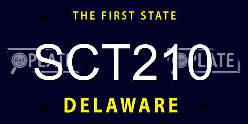 SCT210 Delaware License Plate