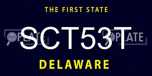 SCT53T Delaware License Plate