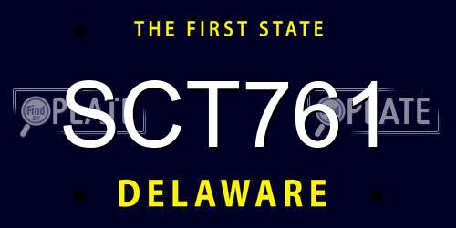 SCT761 Delaware License Plate