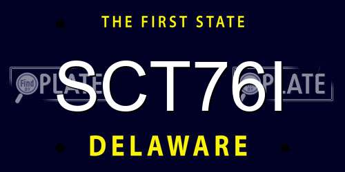 SCT76I Delaware License Plate