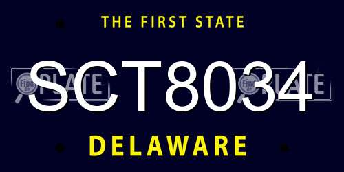 SCT8034 Delaware License Plate