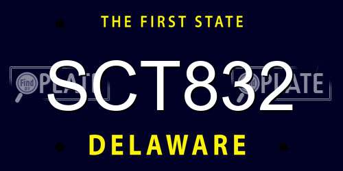 SCT832 Delaware License Plate