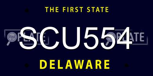 SCU554 Delaware License Plate