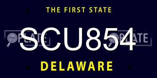 SCU854 Delaware License Plate