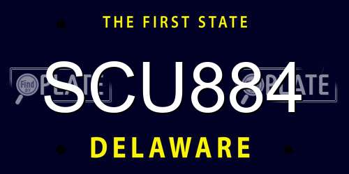 SCU884 Delaware License Plate