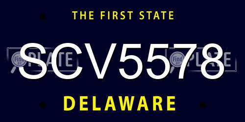 SCV5578 Delaware License Plate