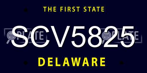 SCV5825 Delaware License Plate