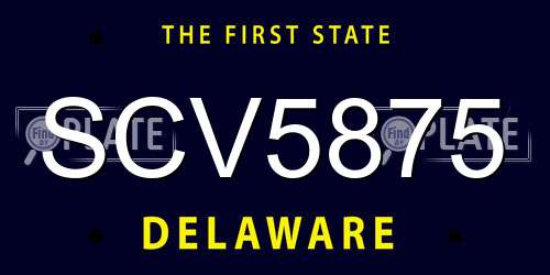 SCV5875 Delaware License Plate