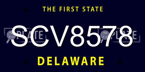 SCV8578 Delaware License Plate