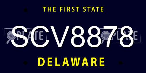 SCV8878 Delaware License Plate
