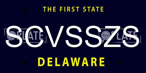 SCVSSZS Delaware License Plate