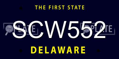 SCW552 Delaware License Plate