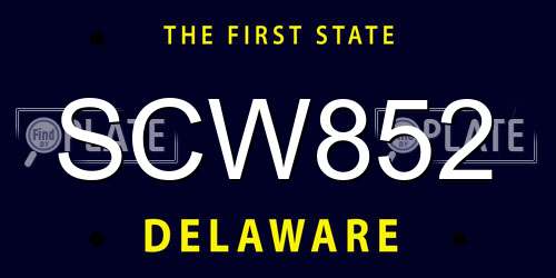 SCW852 Delaware License Plate