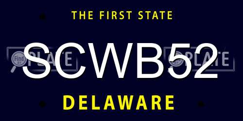 SCWB52 Delaware License Plate