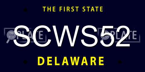 SCWS52 Delaware License Plate