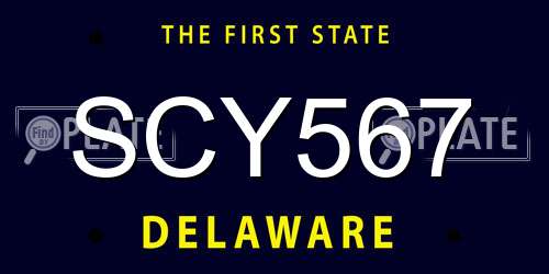 SCY567 Delaware License Plate