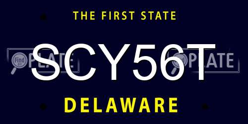 SCY56T Delaware License Plate