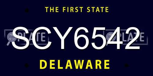 SCY6542 Delaware License Plate