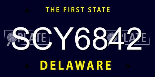 SCY6842 Delaware License Plate