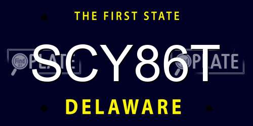 SCY86T Delaware License Plate