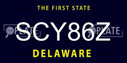 SCY86Z Delaware License Plate