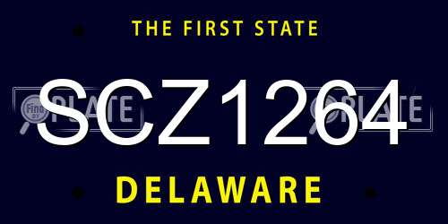 SCZ1264 Delaware License Plate