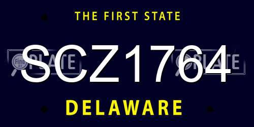 SCZ1764 Delaware License Plate