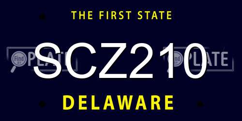 SCZ210 Delaware License Plate