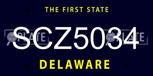 SCZ5034 Delaware License Plate