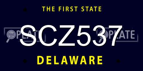 SCZ537 Delaware License Plate