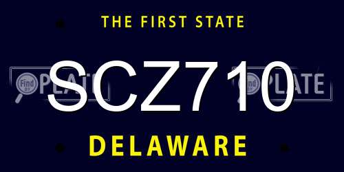 SCZ710 Delaware License Plate