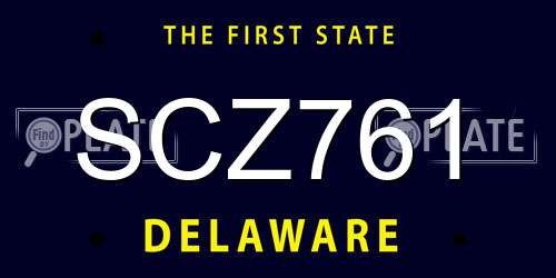 SCZ761 Delaware License Plate