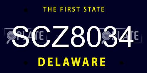 SCZ8034 Delaware License Plate