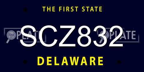 SCZ832 Delaware License Plate